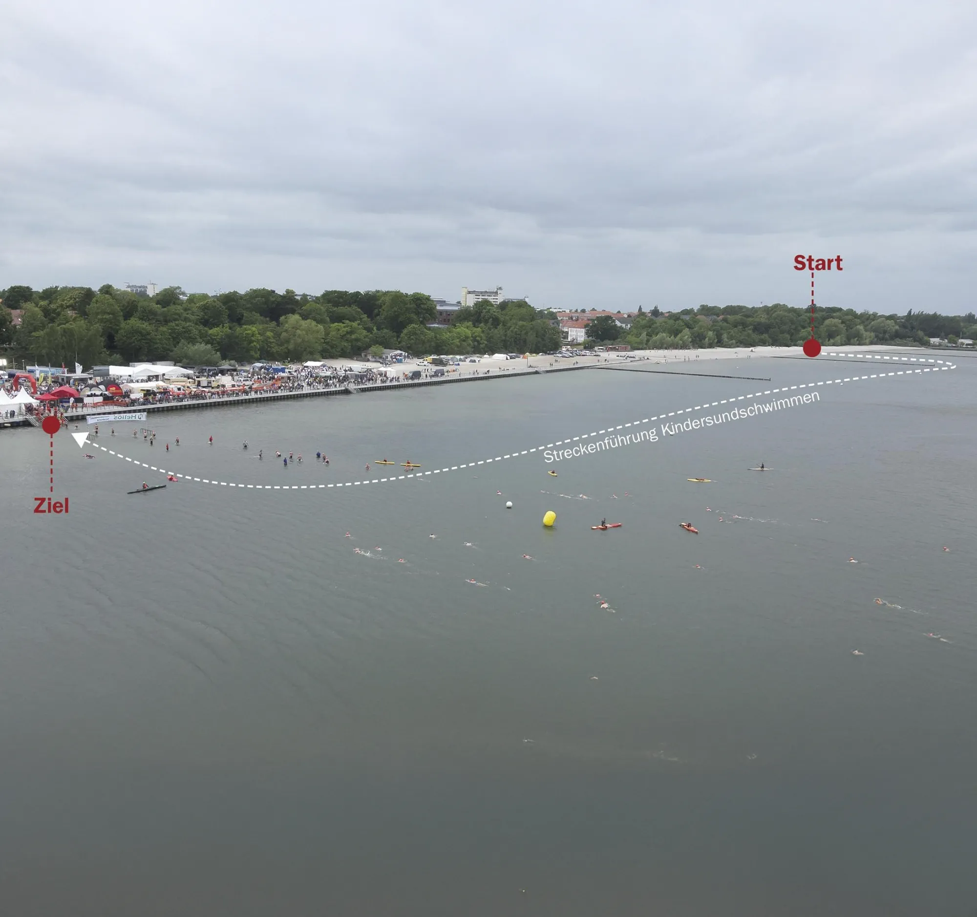 Streckenführung des Kinder-Sundschwimmens